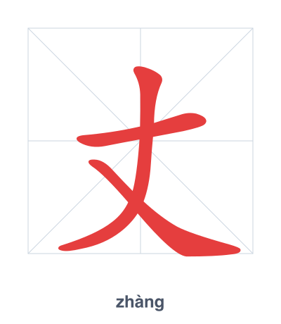 Pratica dell'ordine dei tratti per 丈 - zhàng