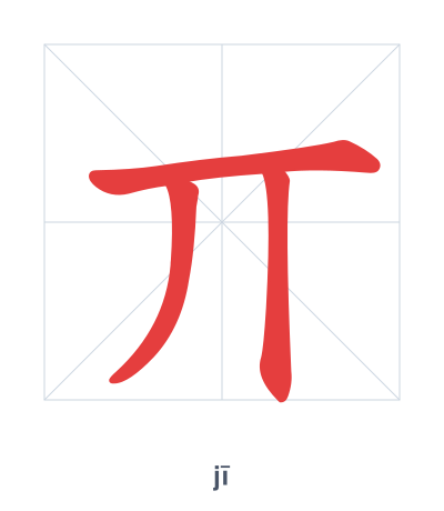 Pratica dell'ordine dei tratti per 丌 - jī