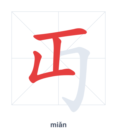 Pratica dell'ordine dei tratti per 丏 - miǎn