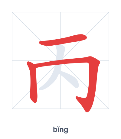 Pratica dell'ordine dei tratti per 丙 - bǐng