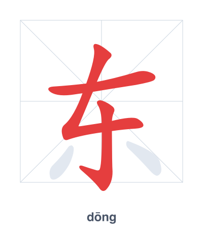 تدريب ترتيب الخطوط لـ 东 - dōng
