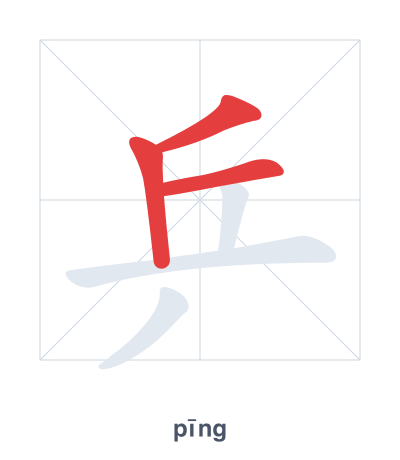 تدريب ترتيب الخطوط لـ 乒 - pīng