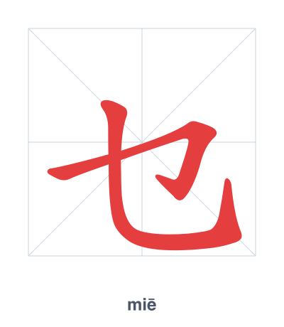 تدريب ترتيب الخطوط لـ 乜 - miē