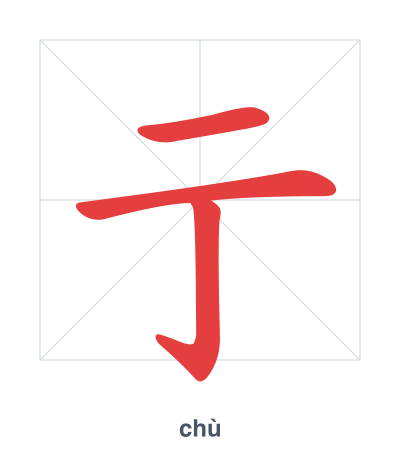 تدريب ترتيب الخطوط لـ 亍 - chù