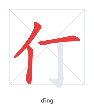 Pratica dell'ordine dei tratti per 仃 - dīng