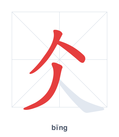 Pratica dell'ordine dei tratti per 仌 - bīng