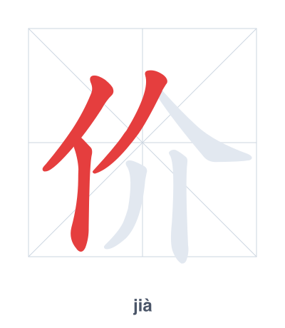 价（jià）の筆順練習