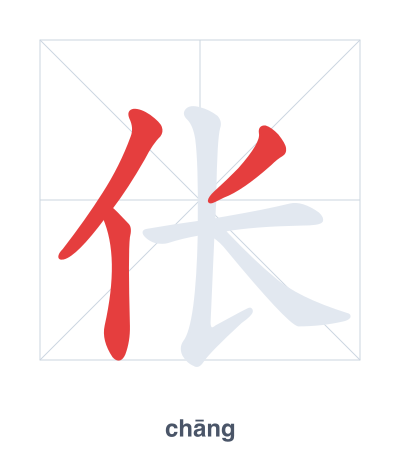 伥 (chāng) vuruş sırası pratiği