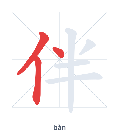 Pratica dell'ordine dei tratti per 伴 - bàn