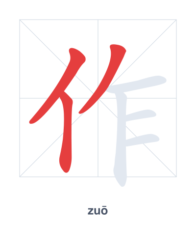 作（zuō/zuò）の筆順練習