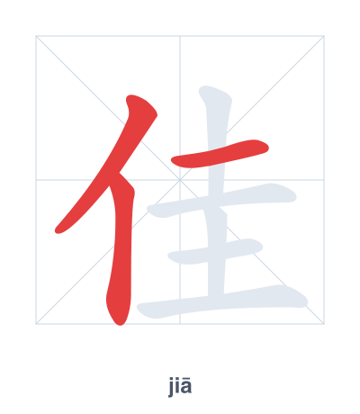 Pratica dell'ordine dei tratti per 佳 - jiā