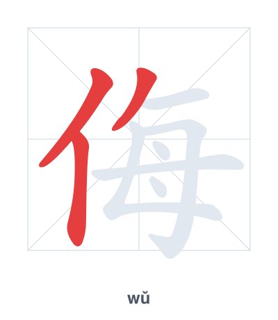 侮(wǔ) 획순 연습