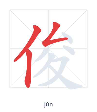 俊 (jùn) 笔顺练习