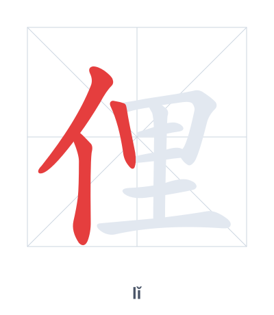 Pratica dell'ordine dei tratti per 俚 - lǐ