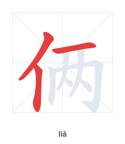 Luyện tập thứ tự nét cho 俩 - liǎ