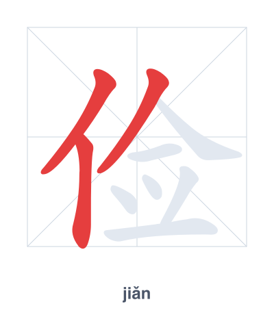 Pratica dell'ordine dei tratti per 俭 - jiǎn