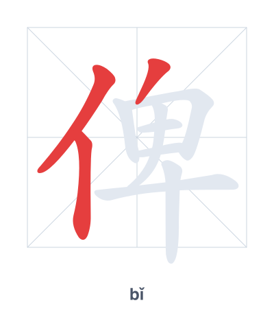 Pratica dell'ordine dei tratti per 俾 - bǐ