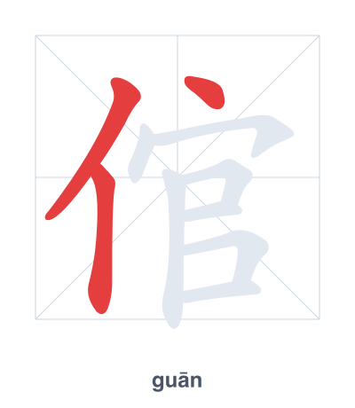 Pratica dell'ordine dei tratti per 倌 - guān