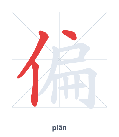 Luyện tập thứ tự nét cho 偏 - piān