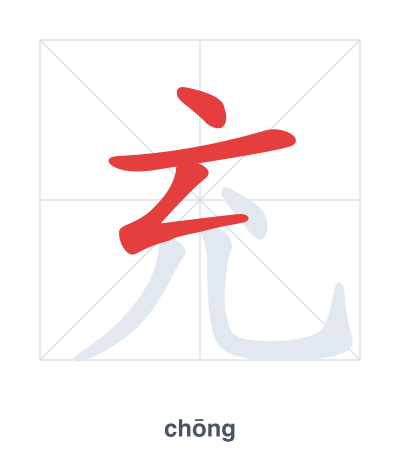 Pratica dell'ordine dei tratti per 充 - chōng