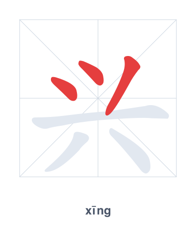 Pratica dell'ordine dei tratti per 兴 - xīng/xìng