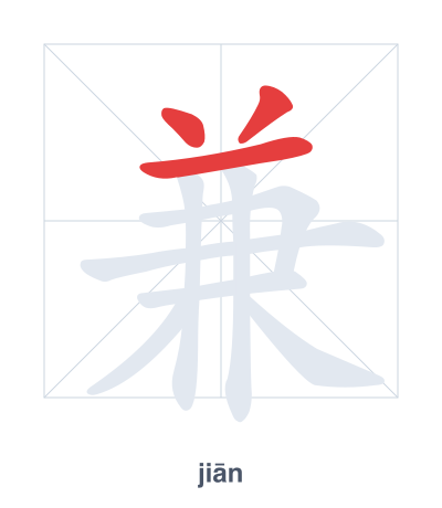 Pratique de l'ordre des traits pour 兼 - jiān
