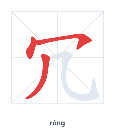 Практика порядка черт для 冗 - rǒng