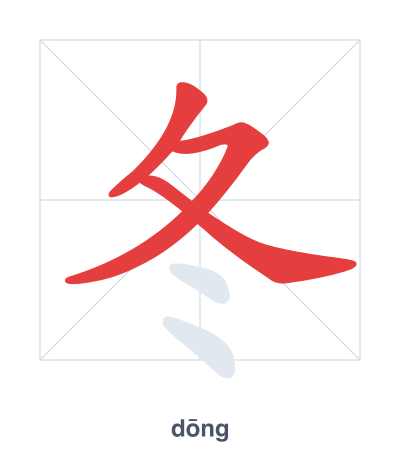 Pratica dell'ordine dei tratti per 冬 - dōng