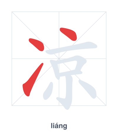 Pratica dell'ordine dei tratti per 凉 - liáng/liàng