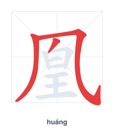 Luyện tập thứ tự nét cho 凰 - huáng