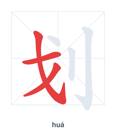 Pratica dell'ordine dei tratti per 划 - huá/huà