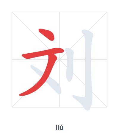 刘(liú) 획순 연습