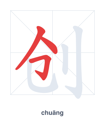 创 (chuāng/chuàng) vuruş sırası pratiği