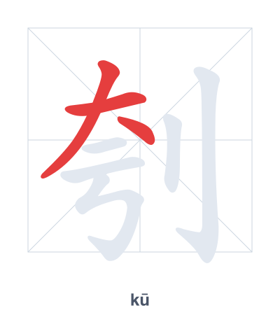 แบบฝึกลำดับเส้นสำหรับ 刳 - kū