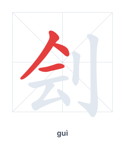 แบบฝึกลำดับเส้นสำหรับ 刽 - guì
