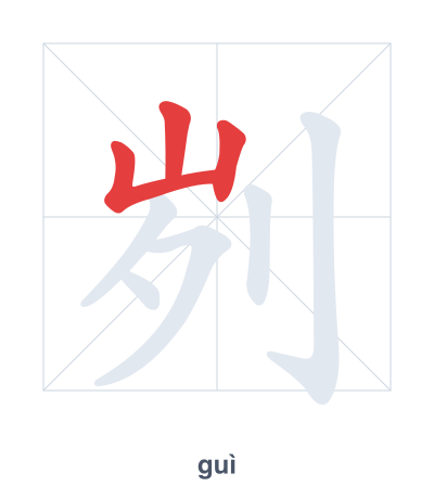 แบบฝึกลำดับเส้นสำหรับ 刿 - guì