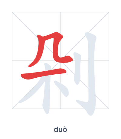 Práctica de orden de trazos para 剁 - duò