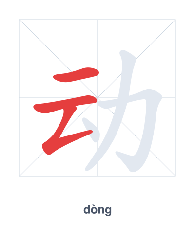 动 (dòng) vuruş sırası pratiği