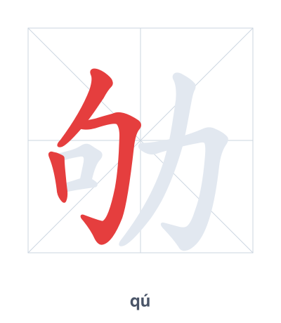 แบบฝึกลำดับเส้นสำหรับ 劬 - qú