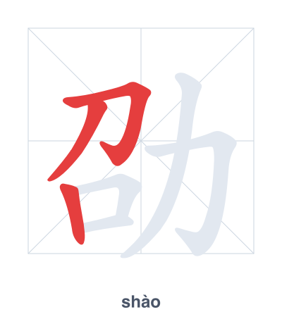 Pratica dell'ordine dei tratti per 劭 - shào
