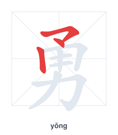 تدريب ترتيب الخطوط لـ 勇 - yǒng
