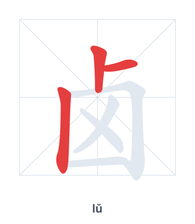 แบบฝึกลำดับเส้นสำหรับ 卤 - lǔ