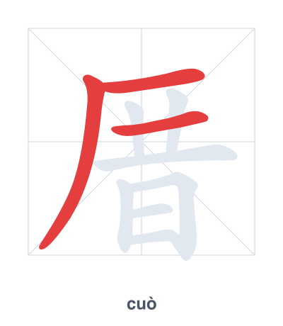 تدريب ترتيب الخطوط لـ 厝 - cuò
