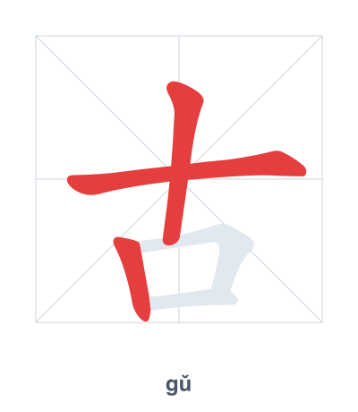 แบบฝึกลำดับเส้นสำหรับ 古 - gǔ