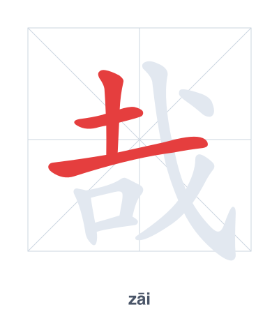 Práctica de orden de trazos para 哉 - zāi