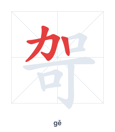 Pratica dell'ordine dei tratti per 哿 - gě
