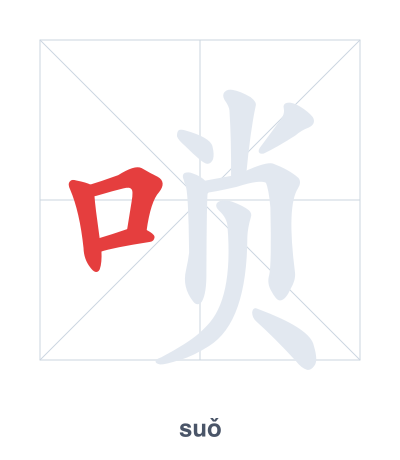 Strichfolge-Übung für 唢 - suǒ