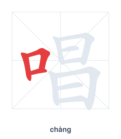 唱（chàng）の筆順練習