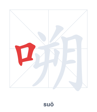 Práctica de orden de trazos para 嗍 - suō