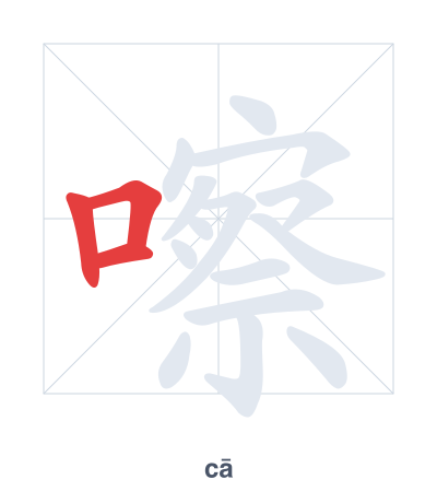 Pratica dell'ordine dei tratti per 嚓 - cā/chā